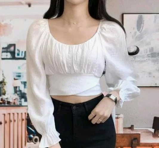 SK TRENDY TRADES Modern Classic Puff Style Full Sleeve Crop Top