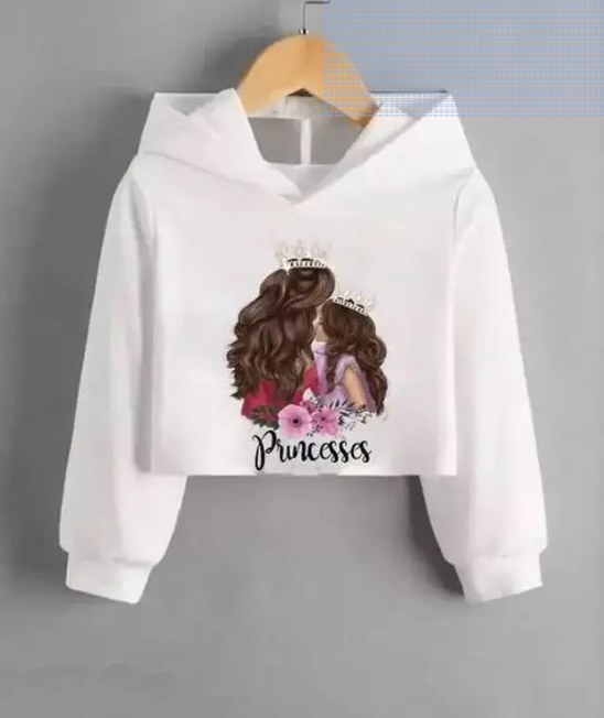 SK TRENDY TRADES Crop Length Hood neck Full Sleeve Women printed tshirt