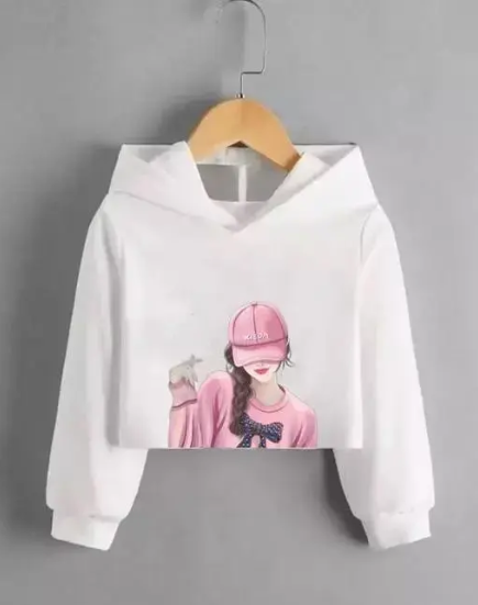 SK TRENDY TRADES Crop Length Hood neck Full Sleeve Women printed tshirt