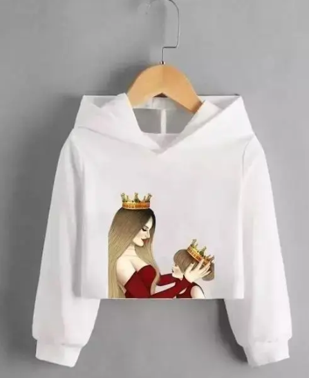 SK TRENDY TRADES Crop Length Hood neck Full Sleeve Women printed tshirt