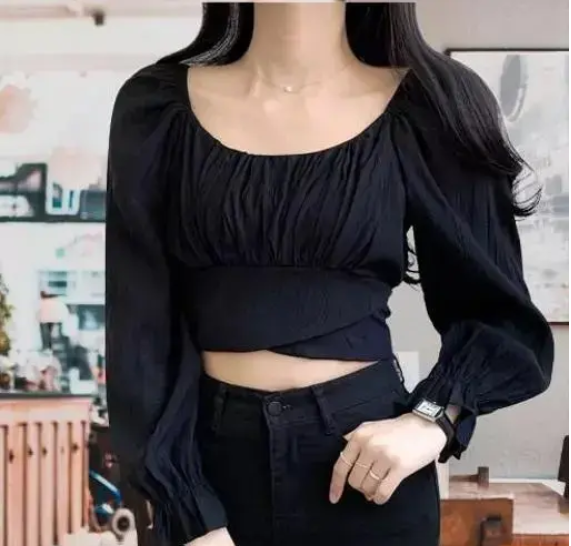 SK TRENDY TRADES Modern Classic Puff Style Full Sleeve Crop Top