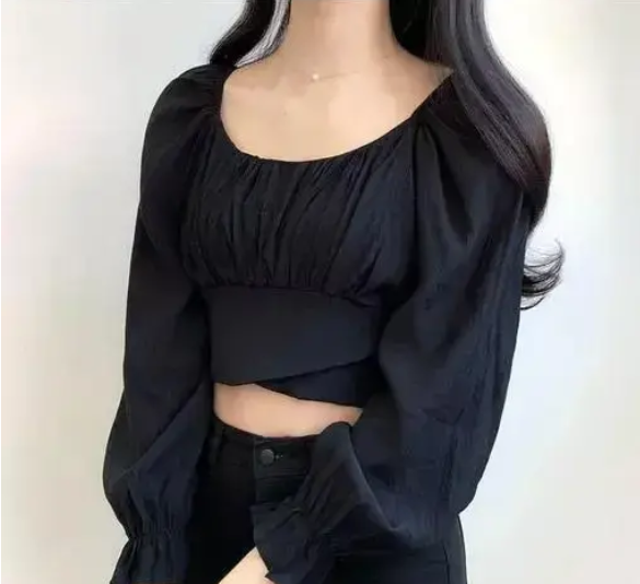 SK TRENDY TRADES Modern Classic Puff Style Full Sleeve Crop Top