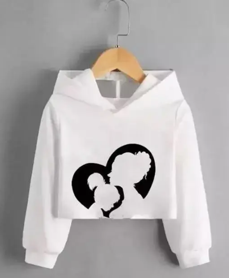 SK TRENDY TRADES Crop Length Hood neck Full Sleeve Women printed tshirt