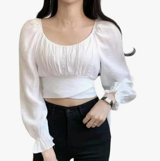 SK TRENDY TRADES Modern Classic Puff Style Full Sleeve Crop Top