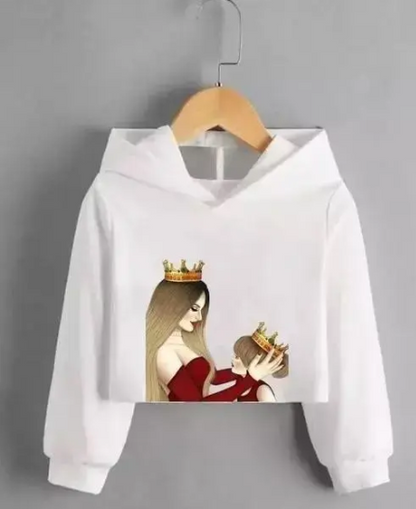 SK TRENDY TRADES Crop Length Hood neck Full Sleeve Women printed tshirt