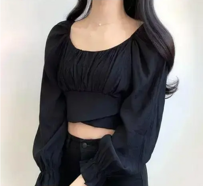 SK TRENDY TRADES Modern Classic Puff Style Full Sleeve Crop Top