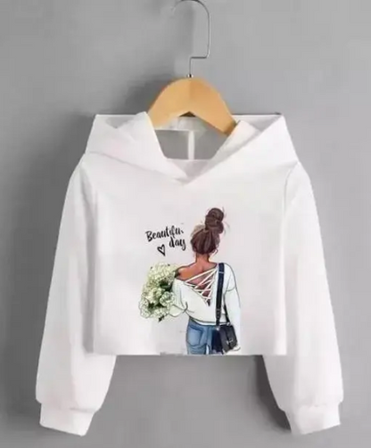 SK TRENDY TRADES Crop Length Hood neck Full Sleeve Women printed tshirt